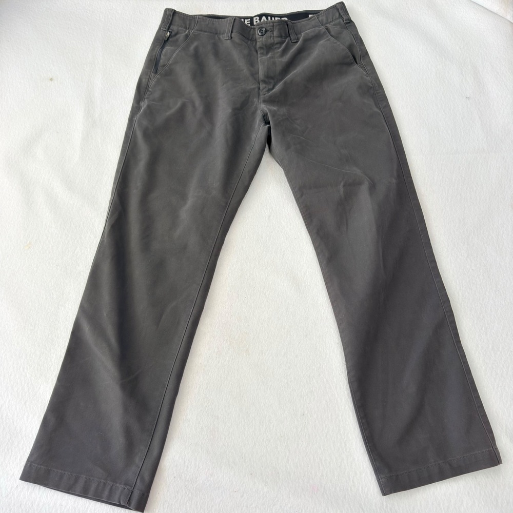 Eddie Bauer Mens 36x32 Gray Performance Chino Pants Stretch Straight Leg Pocket